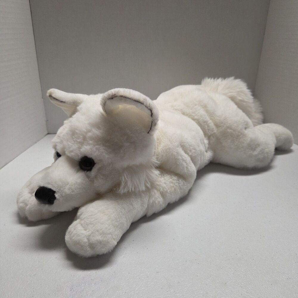 FAO Schwarz Realistic White Arctic Fox Wolf Plush 22" Stuffed Animal